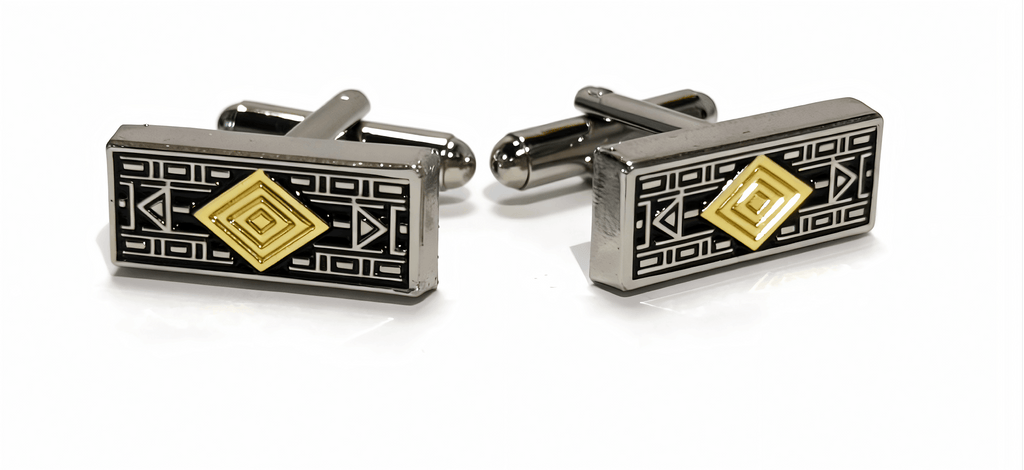 Geometric Gold Accent Cufflinks by Di Classe & Co