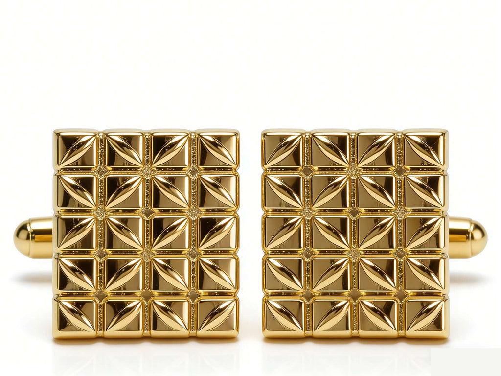 Imperial Grid Cufflinks – Polished Gold by Di Classe & Co