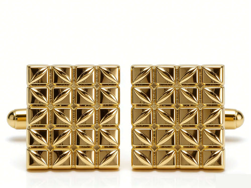 Imperial Grid Cufflinks – Polished Gold by Di Classe & Co