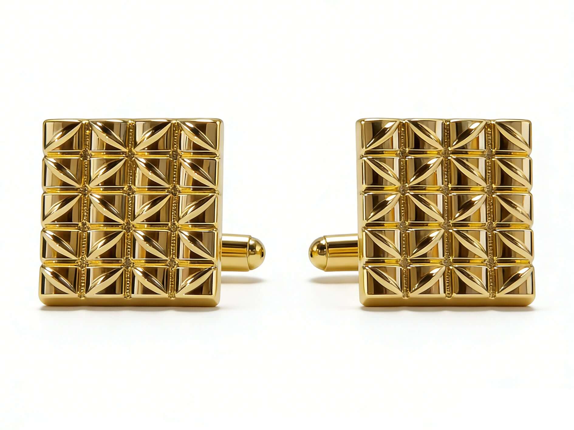 Imperial Grid Cufflinks – Polished Gold by Di Classe & Co
