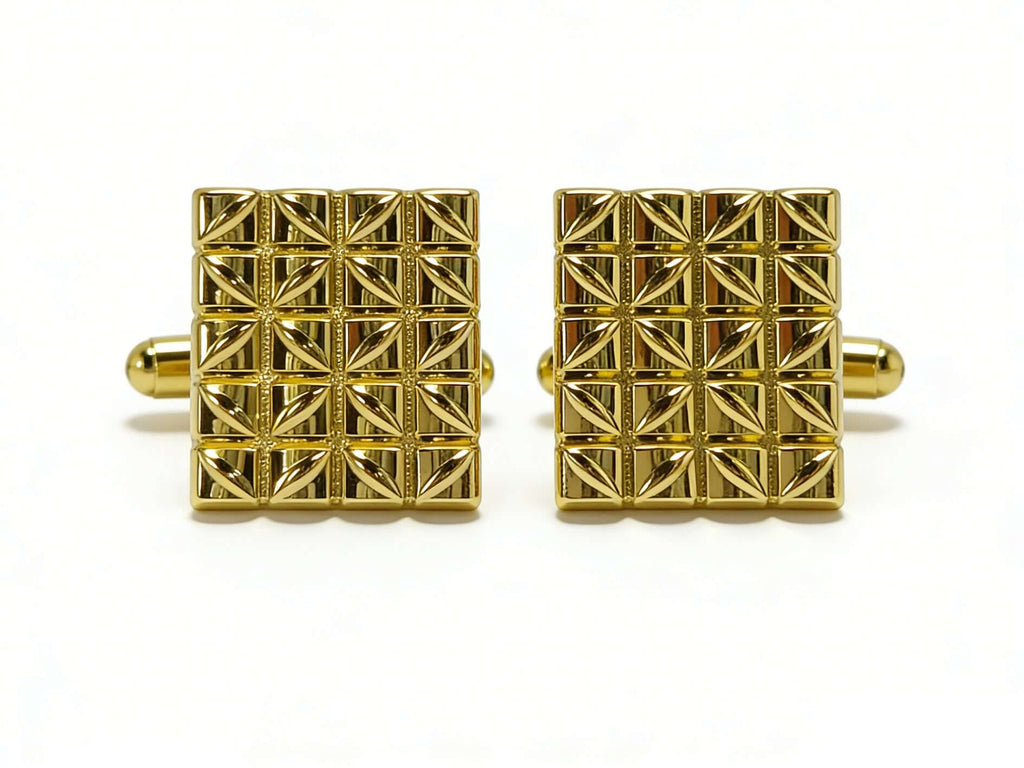 Imperial Grid Cufflinks – Polished Gold by Di Classe & Co