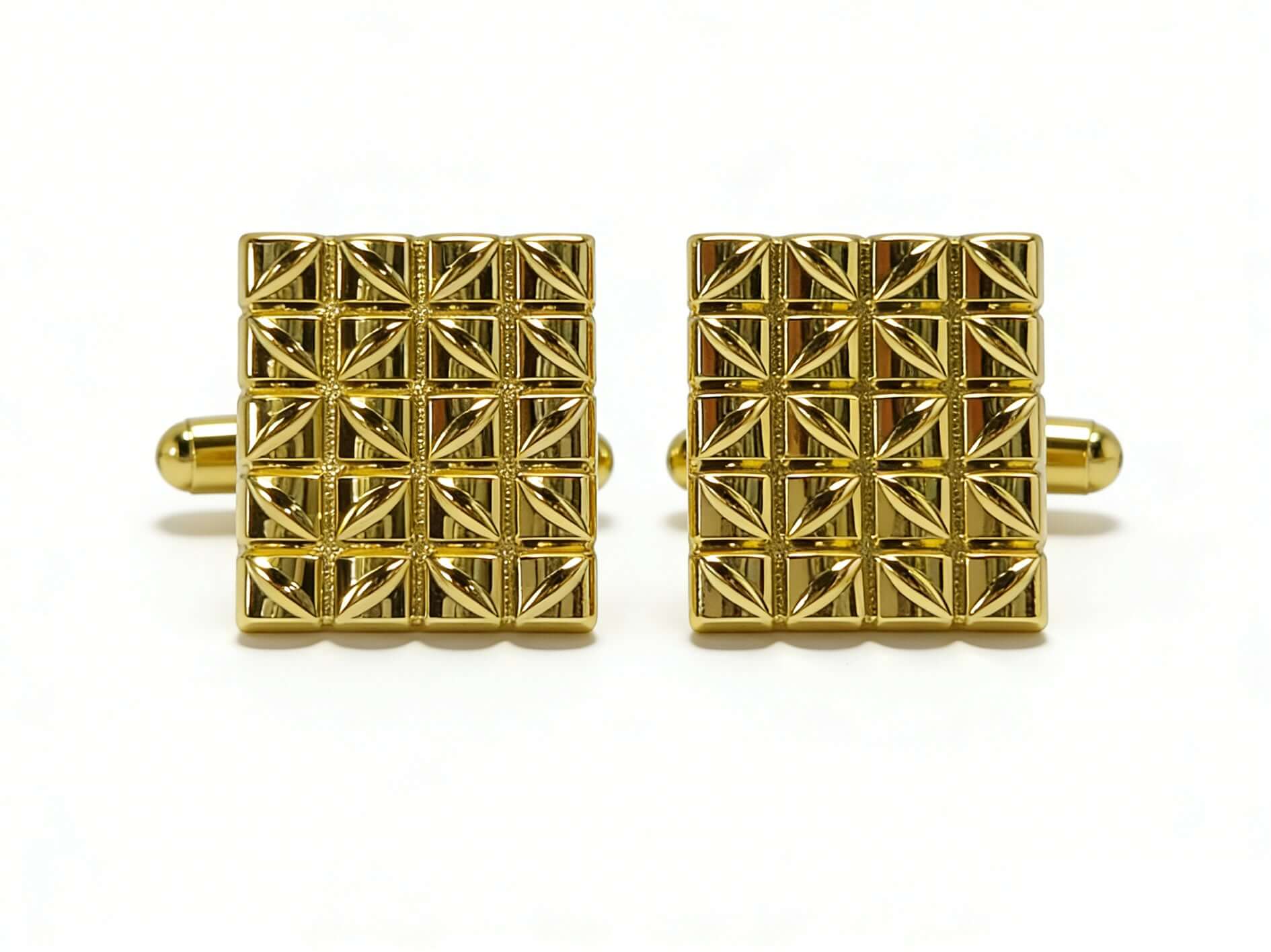 Imperial Grid Cufflinks – Polished Gold by Di Classe & Co