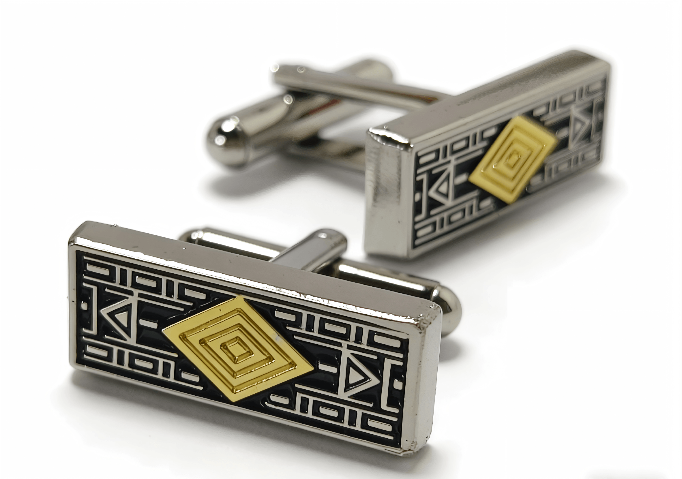 Geometric Gold Accent Cufflinks by Di Classe & Co