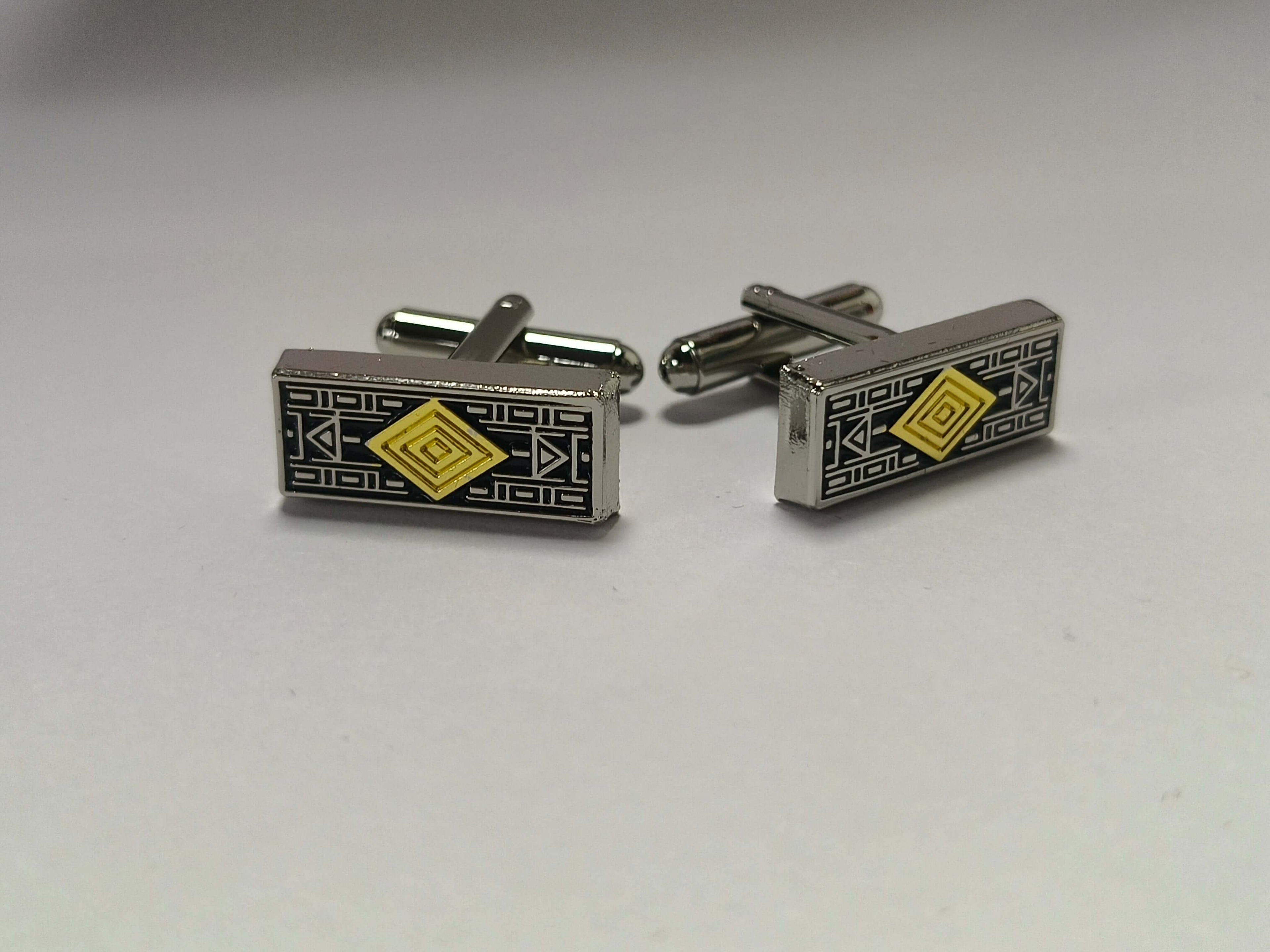 Geometric Gold Accent Cufflinks by Di Classe & Co