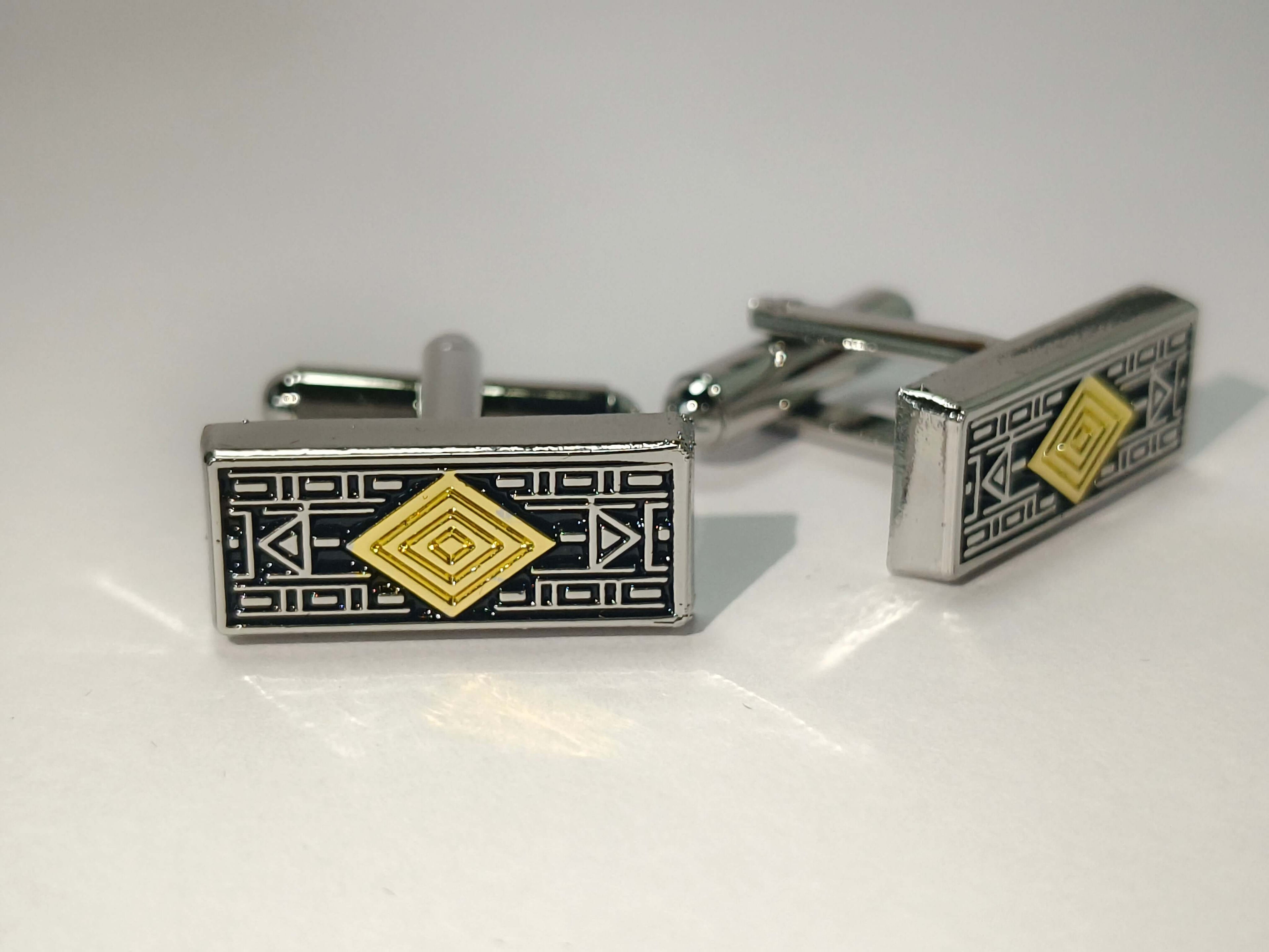 Geometric Gold Accent Cufflinks by Di Classe & Co