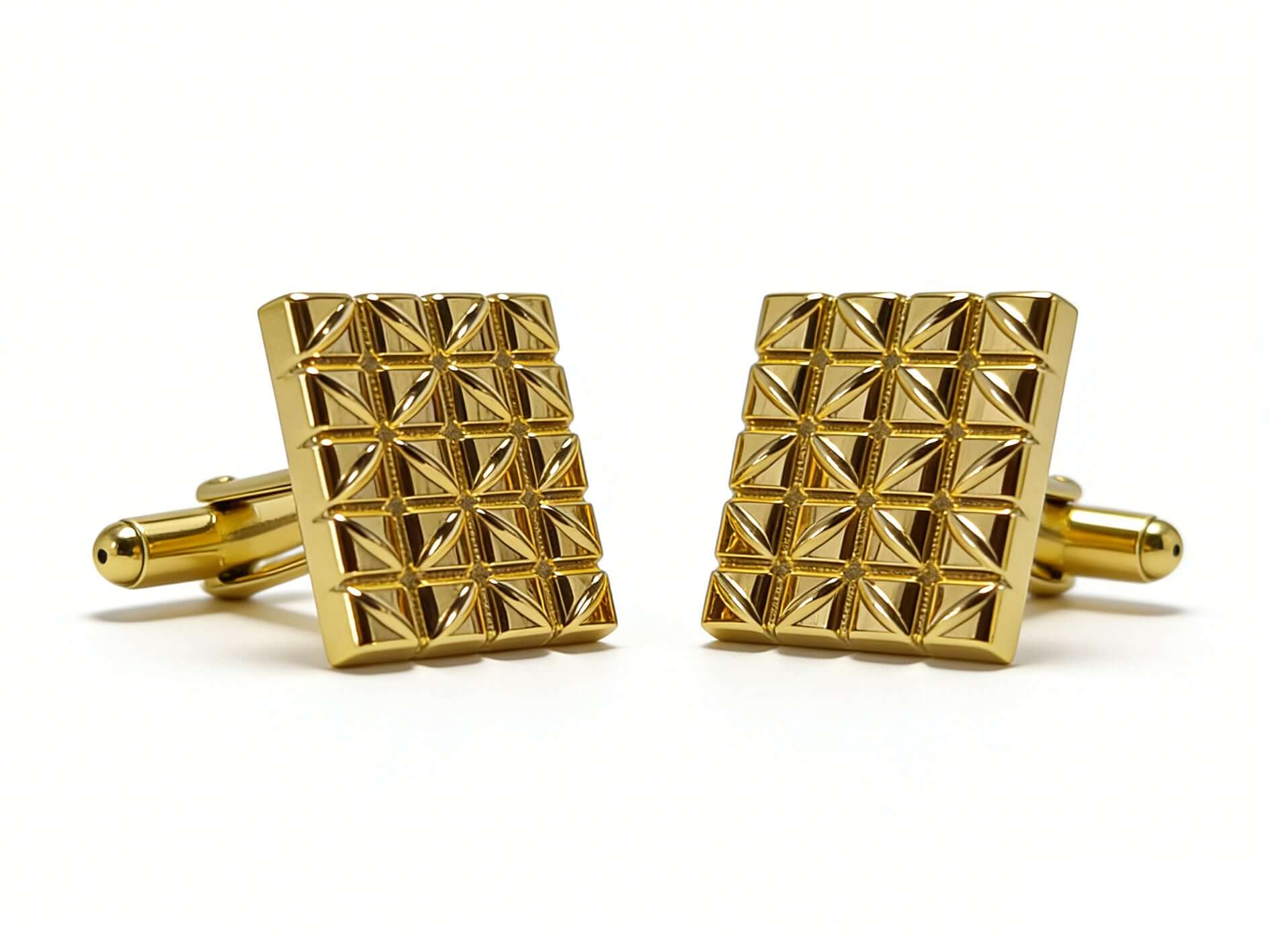 Imperial Grid Cufflinks – Polished Gold by Di Classe & Co