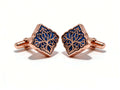 Midnight Bloom Cufflinks – Rose Gold & Sapphire Blue by Di Classe & Co