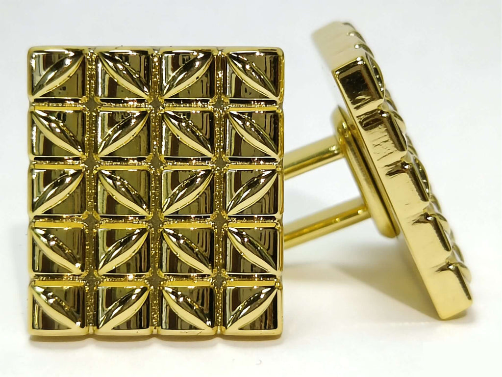 Imperial Grid Cufflinks – Polished Gold by Di Classe & Co