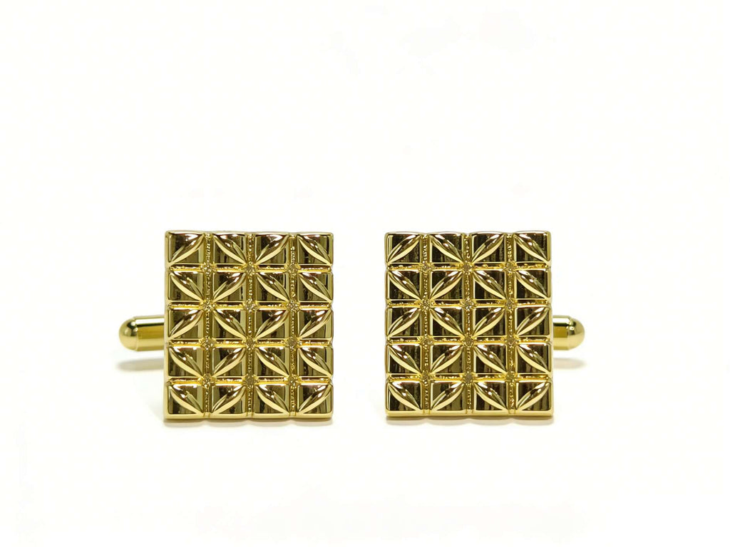 Imperial Grid Cufflinks – Polished Gold by Di Classe & Co