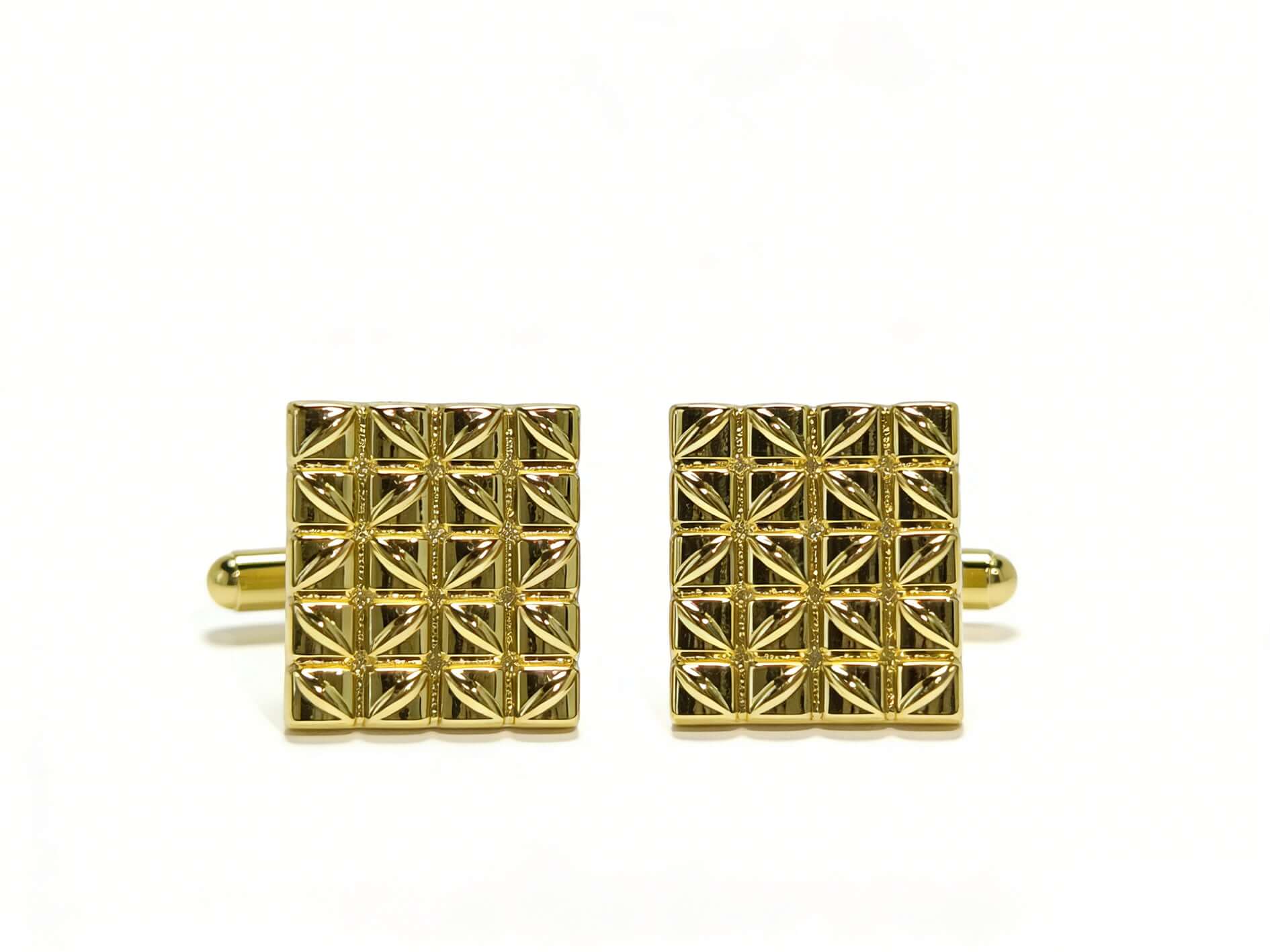 Imperial Grid Cufflinks – Polished Gold by Di Classe & Co